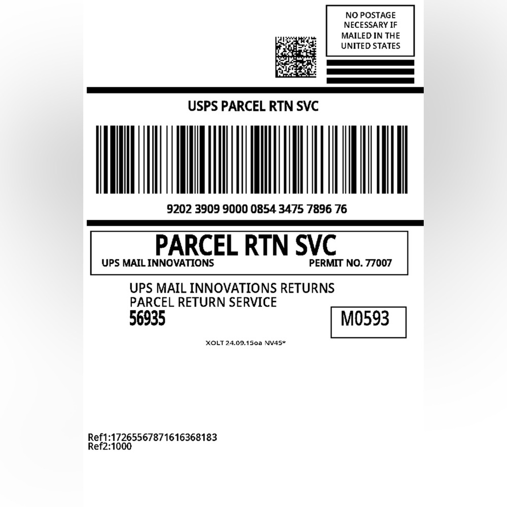 Return shipping label for fishbone corset